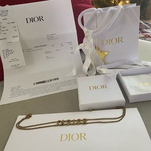 Dior J’Adior Brass Logo Choker Necklace with receipt & original packaging